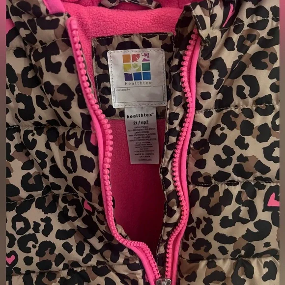 Toddler girls hooded Zip Leopard Coat - 2T - Picture 2 of 4